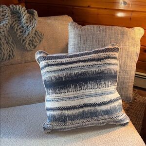 Striped Blue and White Throw Pillow set covers and pillows included zipoff cover